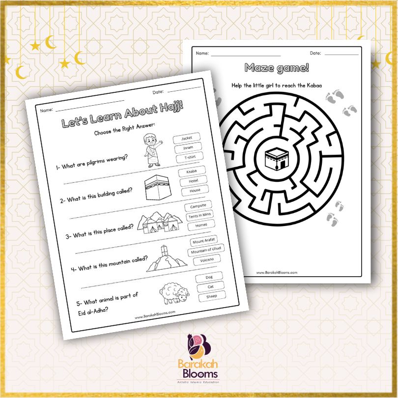 Hajj -Eid Aldha Activity Book for Mmuslim kids