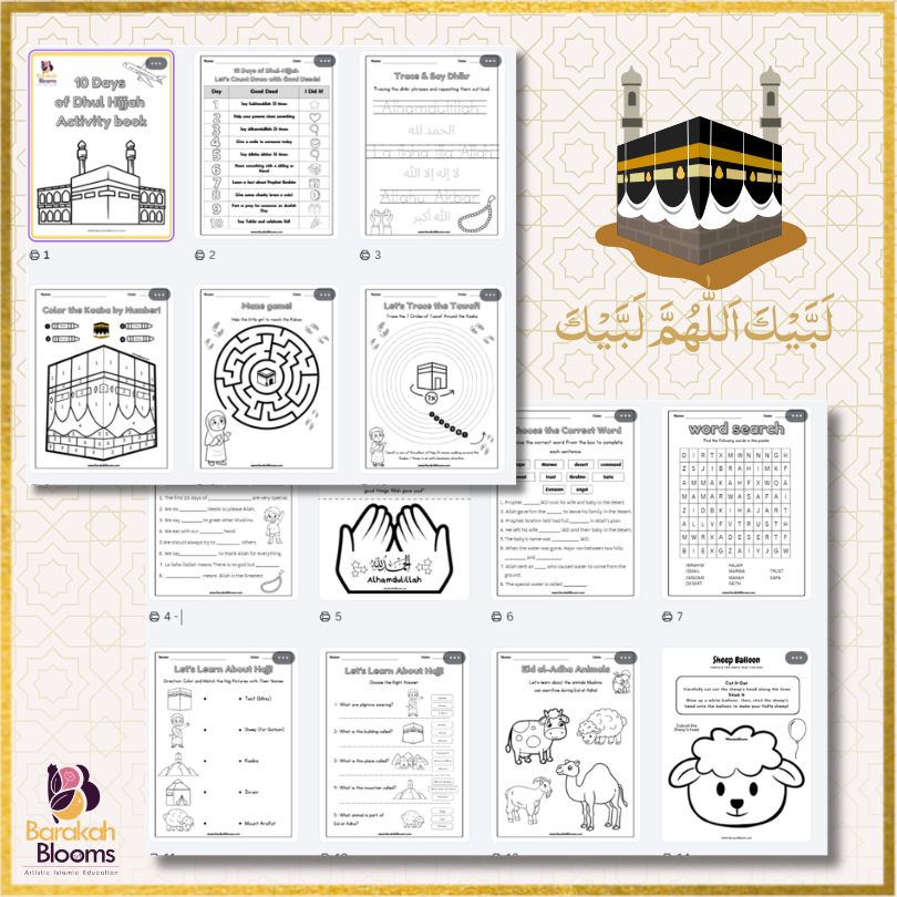 Hajj -Eid Aldha Activity Book for Mmuslim kids